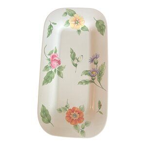 Pfaltzgraff Dahlia Collection Rectangular Ceramic Serving Tray 13"x6.5" Made USA